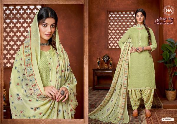 Harshit Patiyala Gold  Cotton Festive Wear Dress Material Collection